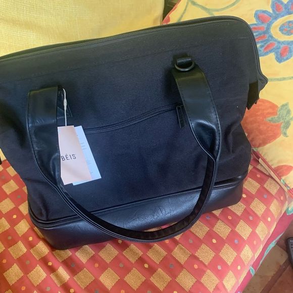 NWT Beis Convertible Mini Weekender in Black - Picture 4 of 9